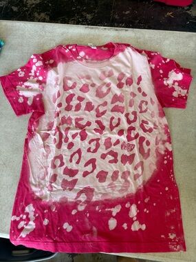 Pink Bleach Leopard Print Tee